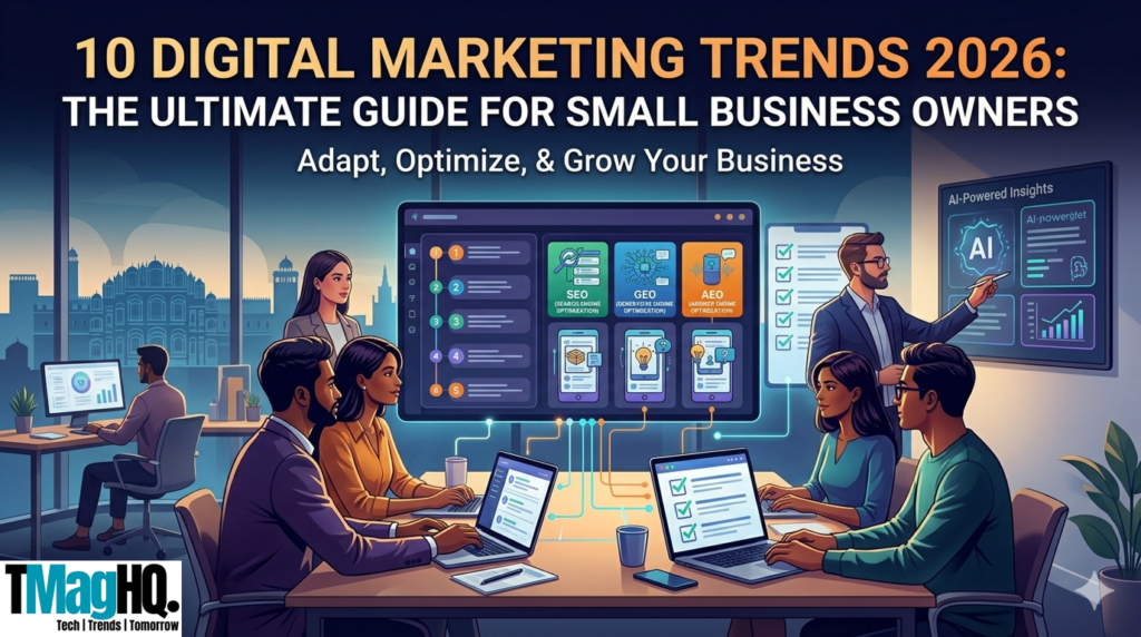 digital marketing trends 2026 for small businesses including AI, SEO, and video marketing