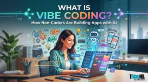 Vibe coding tools being used by a non-coder to build an app with AI